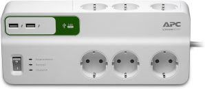APC PM6U-GR 6 OUTLETS WITH 5V 2.4A 2 PORT USB CHARGER 230V SURGE PROTECTOR