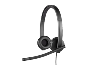 Logitech H570e Wired Headset, Stereo Headphones with Noise-Cancelling Microphone, USB, in-Line Controls with Mute Button, Indicator LED, PC/Mac/Laptop – Black