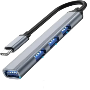 Type-C 4-Port USB C Hub 3.0/2.0, Lightweight Aluminum, Built-in Max Transfer Rate: 5Gbps, Windows, Mac, PS-4, PS-5, Chrom