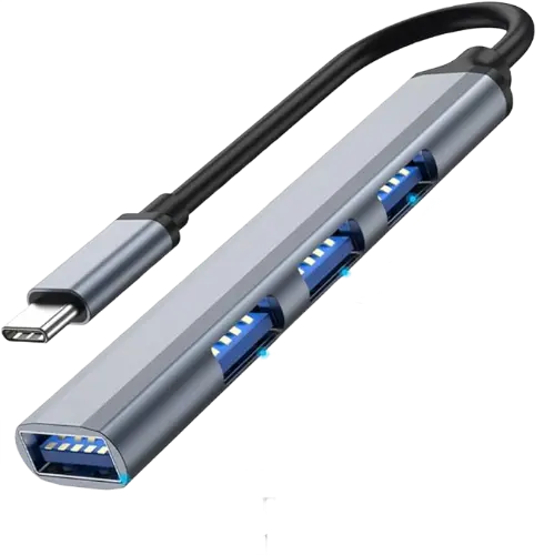 Type-C 4-Port USB C Hub 3.0/2.0, Lightweight Aluminum, Built-in Max Transfer Rate: 5Gbps, Windows, Mac, PS-4, PS-5, Chrom