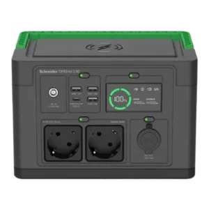 Schneider OffGrid Portable Power Station 330, 230V, 332Wh Lithium-ion, LCD, 2 CEE 7/3 Schuko outlets, Sinewave, 3 USB-A, 1 USB-C, Wireless Charger